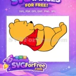 Free Sleeping Pooh Red Shirt Free Relaxing Pose Winnie Free SVG - Instant Download