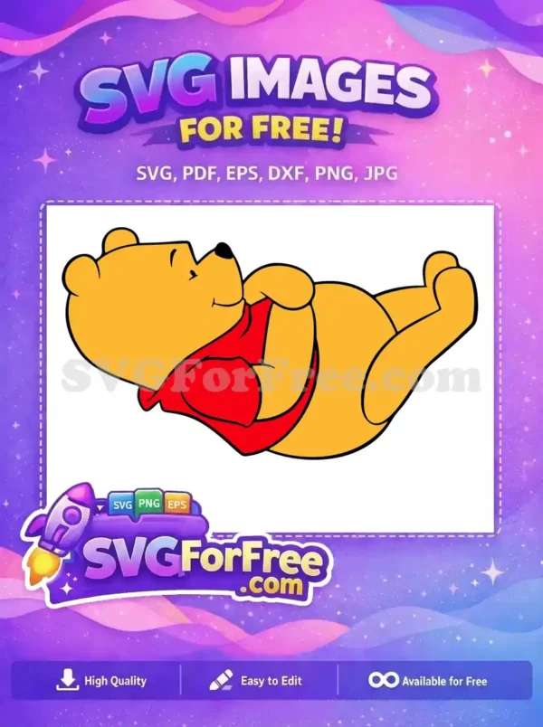 Free Sleeping Pooh Red Shirt Free Relaxing Pose Winnie Free SVG