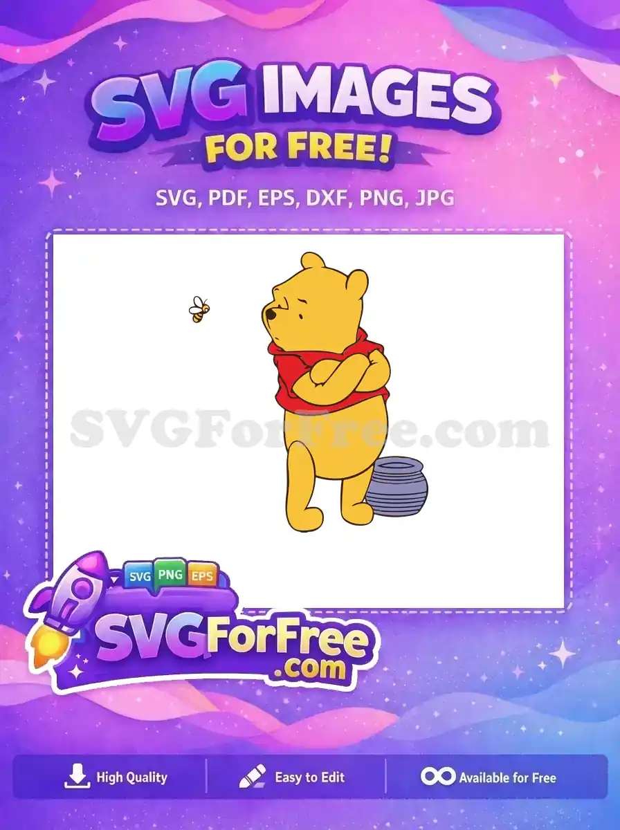 Free Annoyed Pooh Bee Free Red Shirt Winnie The Pooh Free SVG