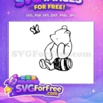 Free Sitting Pooh Bear Free Butterfly Detail Winnie The Pooh Free SVG - Instant Download
