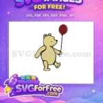 Free Walking Pooh Bear Free Maroon Balloon Winnie The Pooh Free SVG - Instant Download