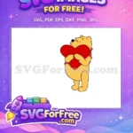 Free Smiling Pooh Holding Heart Free Valentine's Day Free SVG - Instant Download