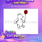 Free Outline Walking Free Red Balloon Winnie The Pooh Free SVG - Instant Download