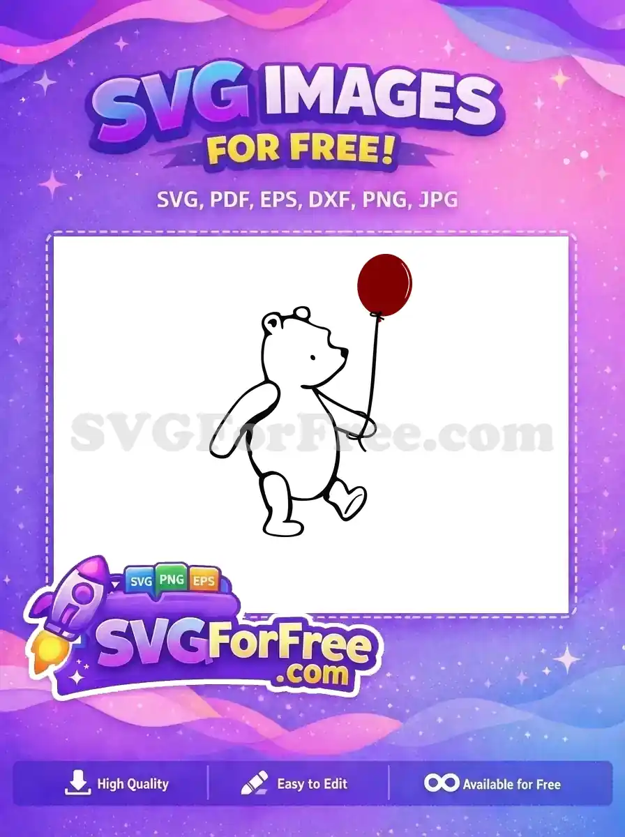 Free Outline Walking Free Red Balloon Winnie The Pooh Free SVG