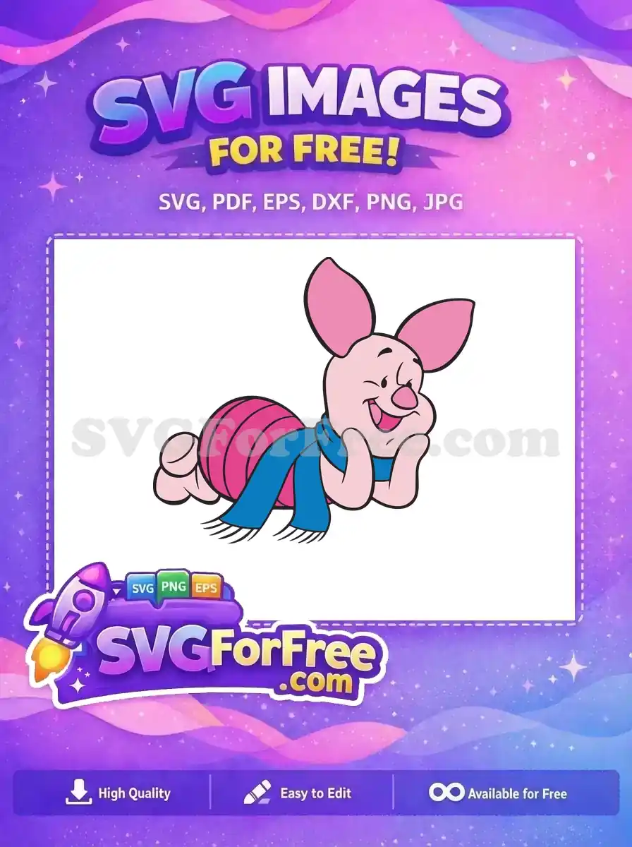 Free Winking Piglet Free Blue Scarf Winnie The Pooh Free SVG
