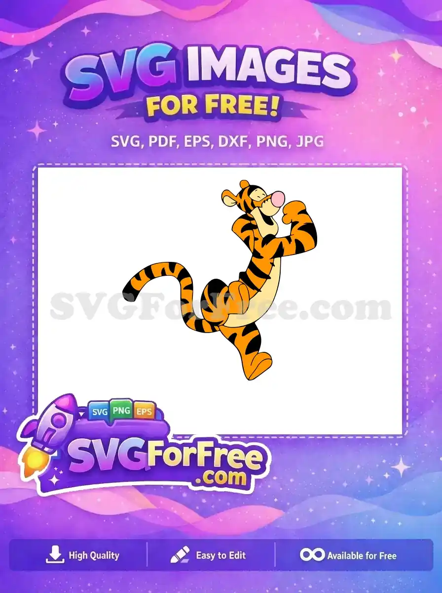 Free Happy Tigger Dancing Free Orange Stripes Winnie The Pooh Free SVG