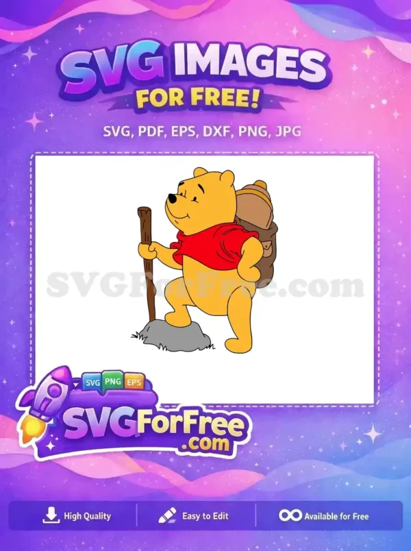 Free Hiking Pooh Red Shirt Free Backpack Detail Winnie The Pooh Free SVG