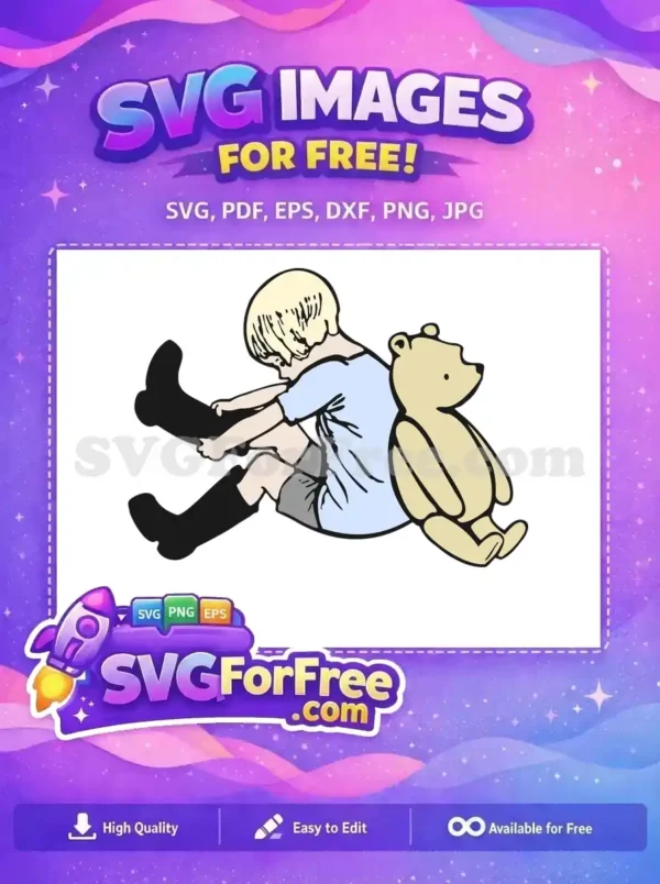 Free Christopher Robin Puts on Boots Free with Pooh Winnie The Pooh Free SVG