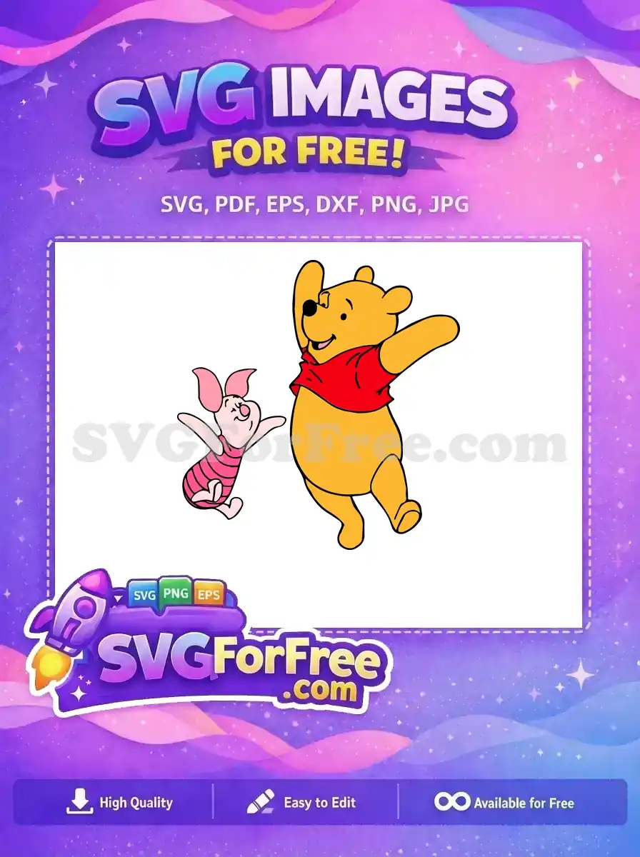 Free Jumping Pooh Free Piglet Excited Winnie The Pooh Free SVG
