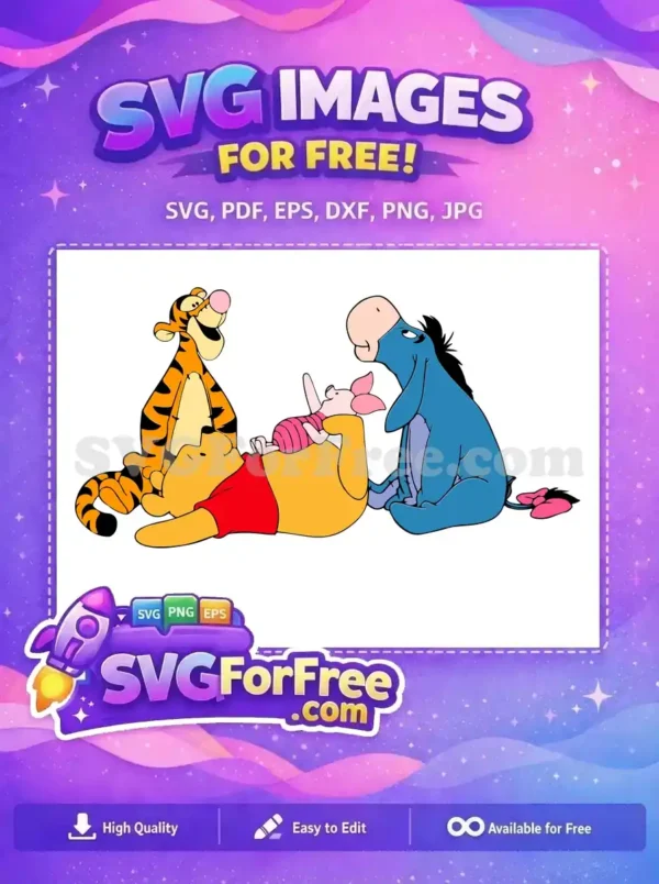 Free Smiling Tigger Free Lying Piglet Pooh Friends Free SVG