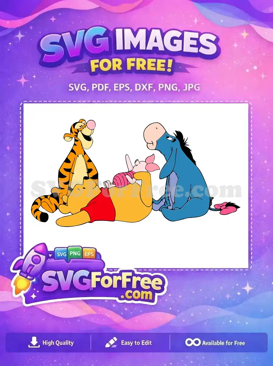 Free Smiling Tigger Free Lying Piglet Pooh Friends Free SVG