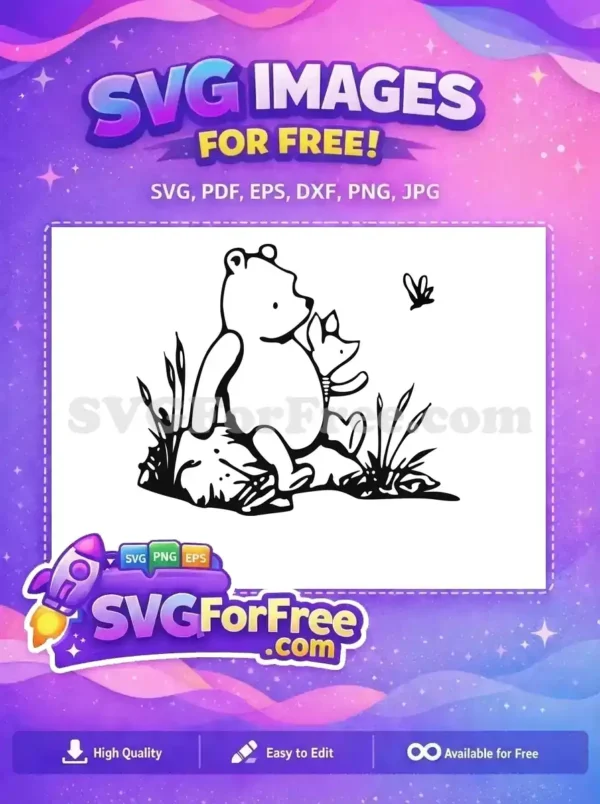 Free Pooh Hugging Piglet Free Butterfly Detail Winnie The Pooh Free SVG Free Pooh Hugging Piglet Free Butterfly Detail Winnie The Pooh Free SVG