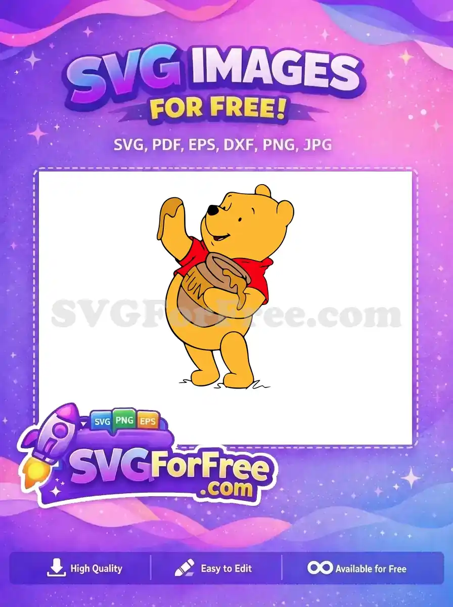 Free Happy Pooh Bear Free Hunny Pot Winnie Free SVG