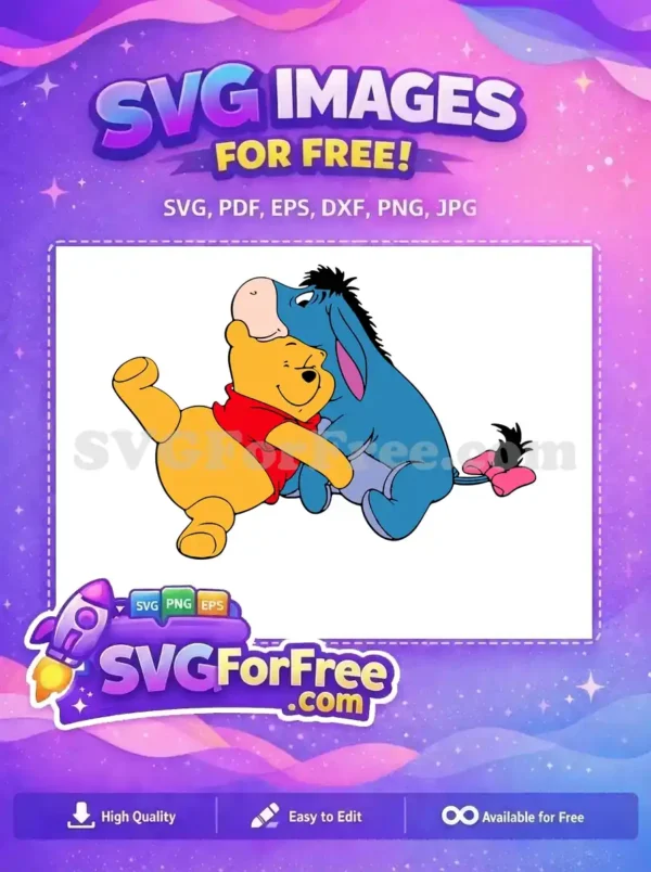 Free Yellow Pooh Hugging Free Sad Blue Eeyore Movie Free SVG
