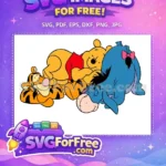 Free Sleeping Tigger Pooh Eeyore Free Hugging Pile Winnie The Pooh Free SVG - Instant Download