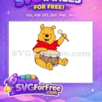 Free Smiling Pooh Drummer Free Red Shirt Winnie The Pooh Free SVG - Instant Download