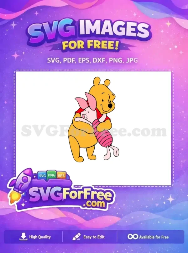 Free Smiling Pooh Free Hugging Piglet Winnie The Pooh Free SVG Free Smiling Pooh Free Hugging Piglet Winnie The Pooh Free SVG