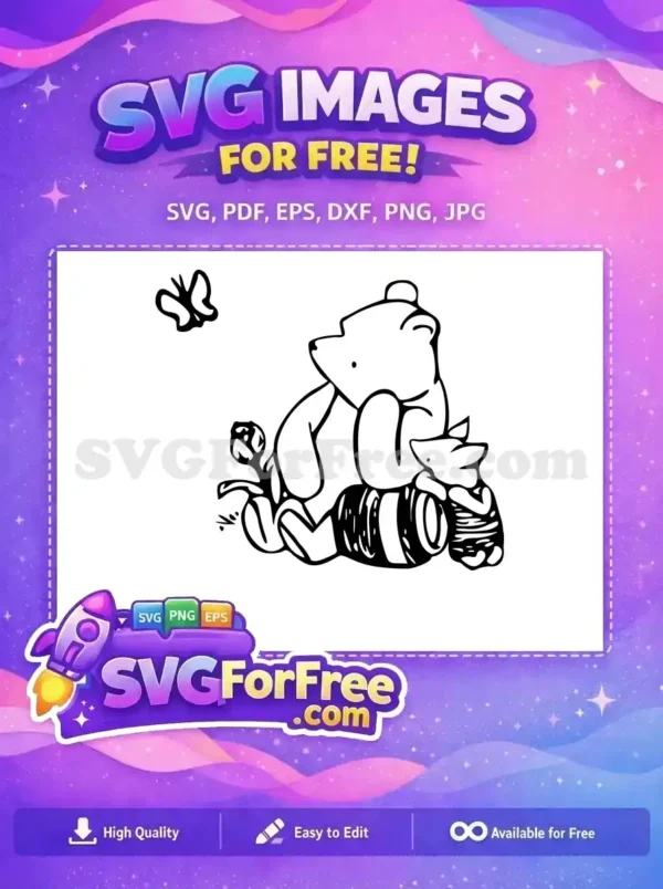 Free Butterfly Detail Free Pooh and Piglet Scene Free SVG