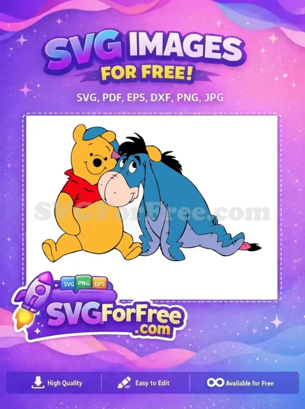 Free Smiling Pooh Free Leaning Eeyore Winnie The Pooh Free SVG