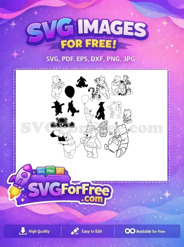 Free Cute Pooh Free Playful Design Winnie The Pooh Free SVG 2
