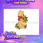 Free Smiling Pooh Free Sunflowers Bouquet Winnie The Pooh Free SVG - Instant Download