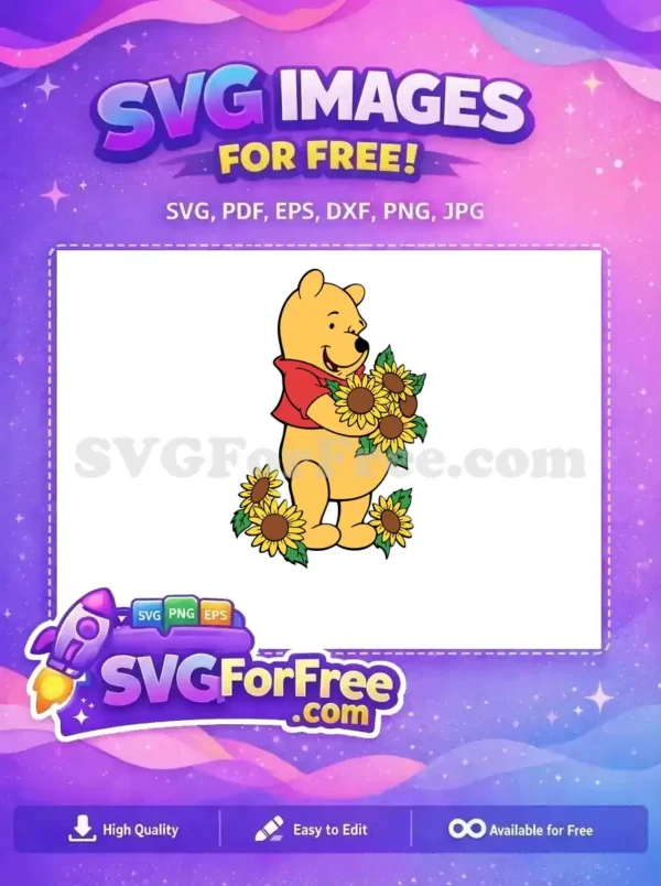 Free Smiling Pooh Free Sunflowers Bouquet Winnie The Pooh Free SVG