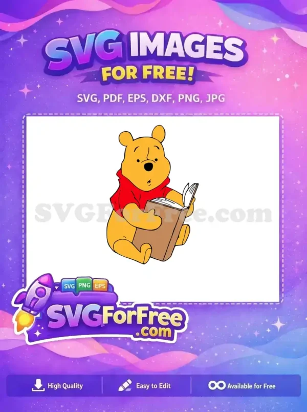 Free Reading Book Free Red-Shirt Winnie The Pooh Free SVG Free Reading Book Free Red-Shirt Winnie The Pooh Free SVG