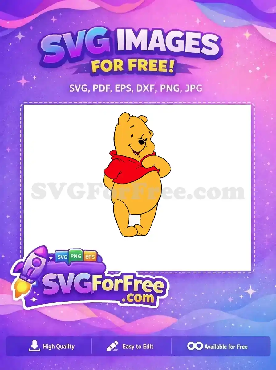 Free Smiling Pooh Bear Free Red Shirt Winnie The Pooh Free SVG 9