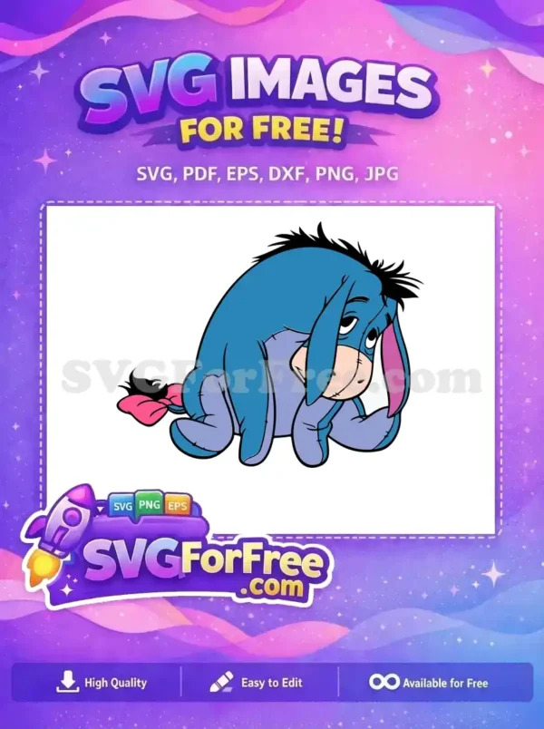 Free Sad Blue Eeyore Free Pink Bow Winnie The Pooh Free SVG 1