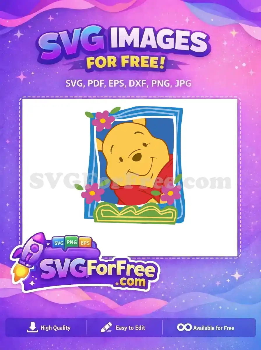 Free Smiling Pooh Bear Free Flower Border Winnie The Pooh Free SVG