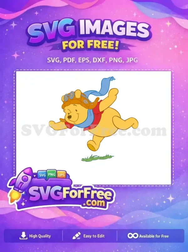 Free Smiling Pilot Pooh Free Blue Scarf Winnie Free SVG