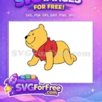 Free Smiling Pooh Crawling Free Red Shirt Winnie The Pooh Free SVG - Instant Download