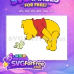 Free Curious Pooh Red Scarf Free Caterpillar Friend Winnie Free SVG - Instant Download