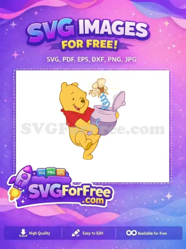 Free Smiling Pooh with pot Free Jack in box Winnie The Pooh Free SVG
