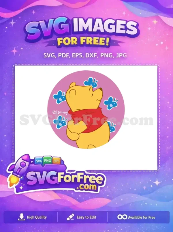 Free Smiling Pooh Hugging Free Butterflies Cute Winnie The Pooh Free SVG