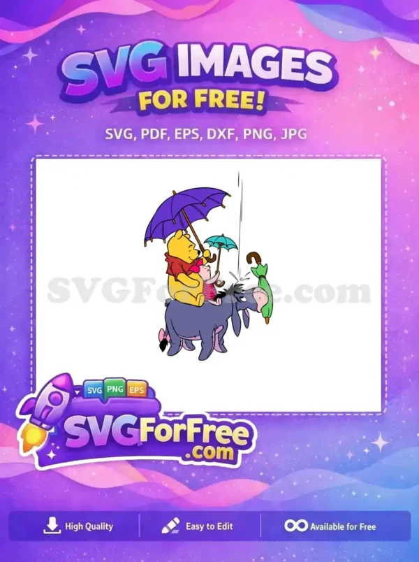 Free Purple Umbrella Free Teal Umbrella Pooh's Rainy Day Free SVG