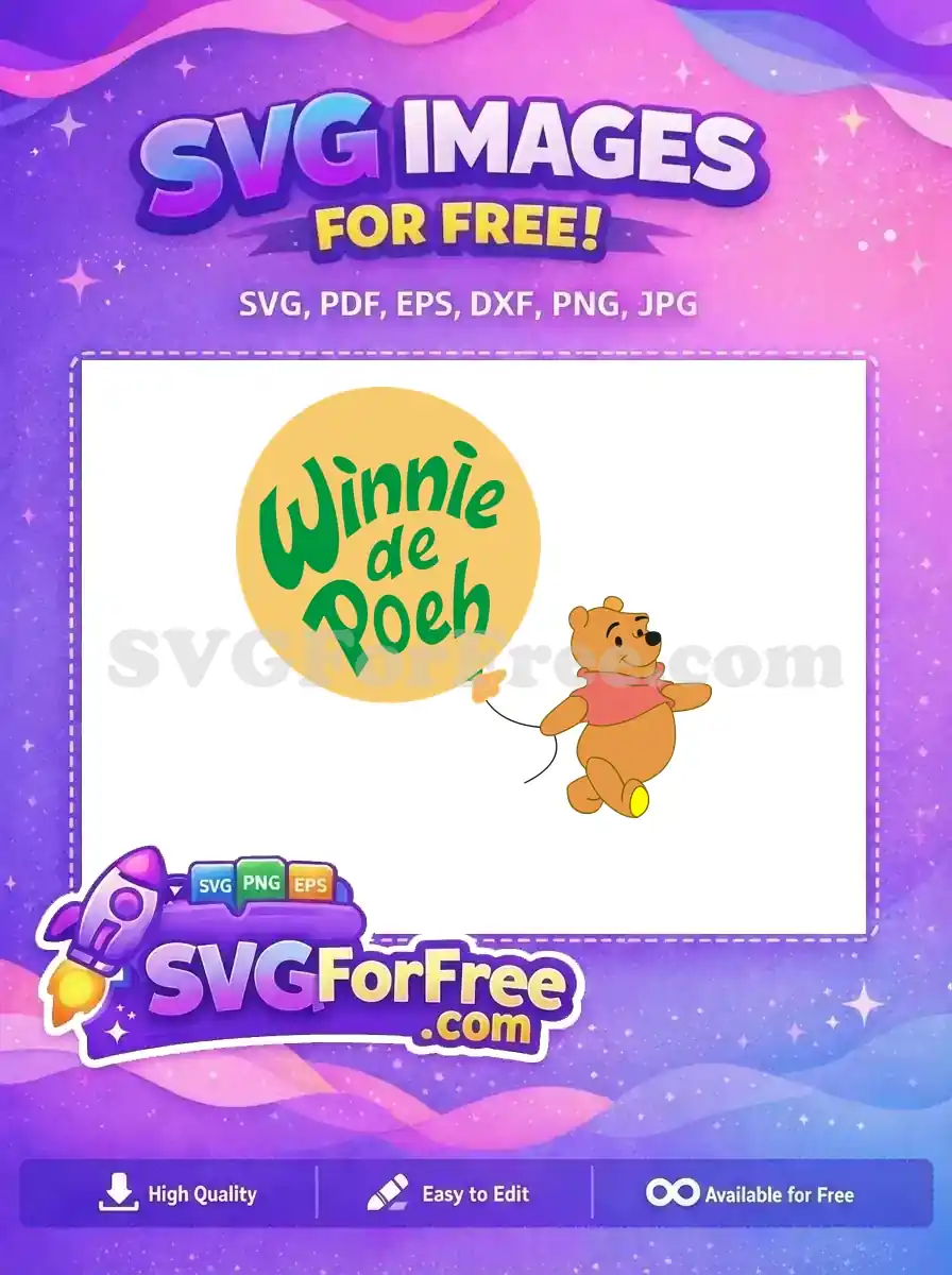 Free Classic Pooh Bear Free Green Balloon Winnie Free SVG