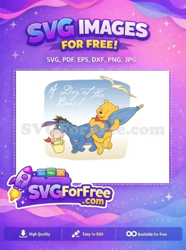 Free Eeyore Bucket Free Pooh Hugging Broom Beach Free SVG