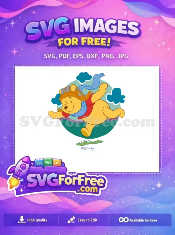 Free Flying Aviator Pooh Free Blue Scarf Winnie The Pooh Free SVG