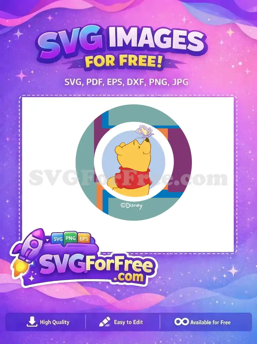 Free Smiling Pooh Butterfly Free Red Shirt Winnie Free SVG