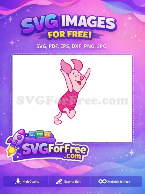 Free Happy Pink Piglet Free Smiling Face Winnie The Pooh Free SVG 3