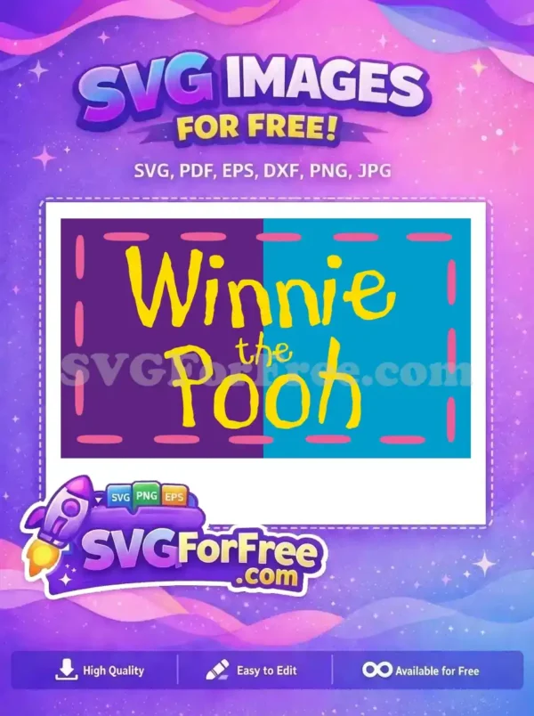 Free Yellow Font Free Purple Teal Winnie The Pooh Free SVG