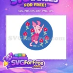 Free Joyful Piglet Free Red Flowers Winnie The Pooh Free SVG - Instant Download