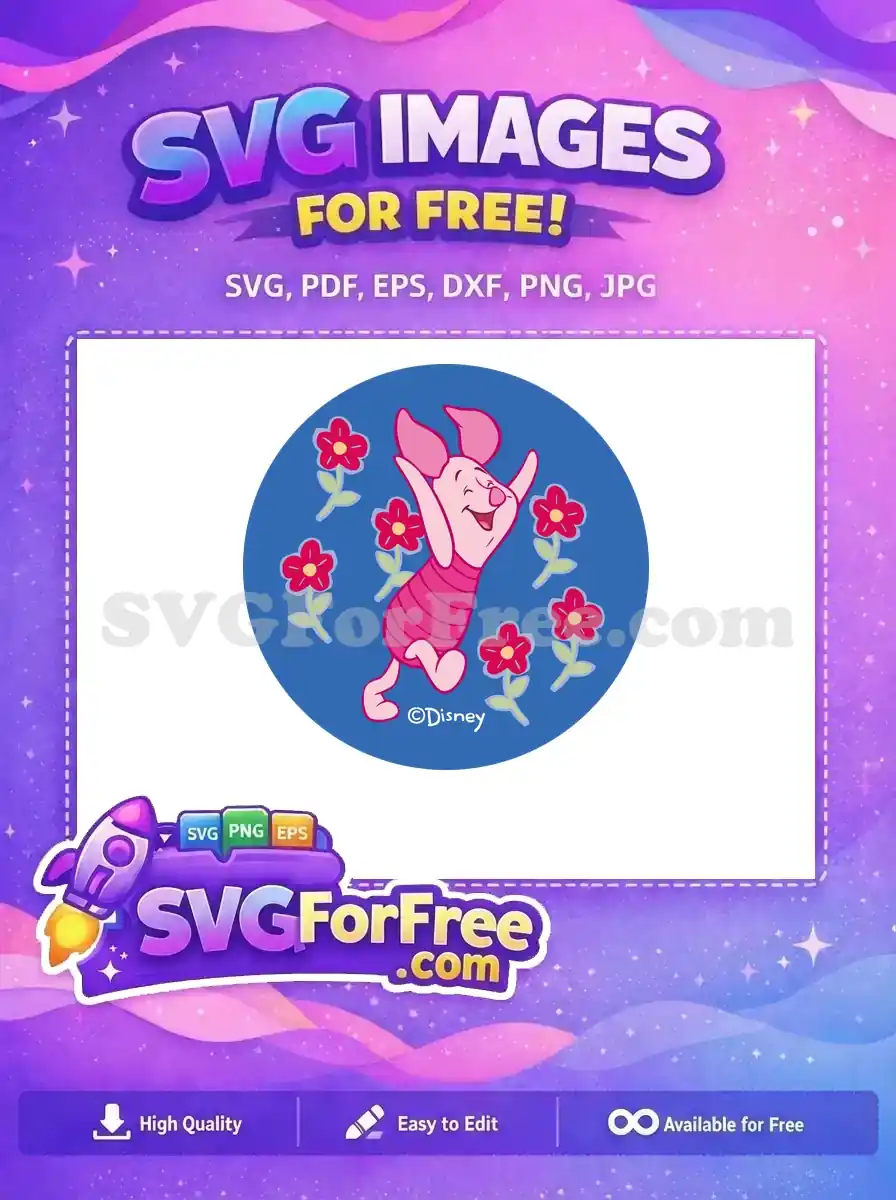 Free Joyful Piglet Free Red Flowers Winnie The Pooh Free SVG