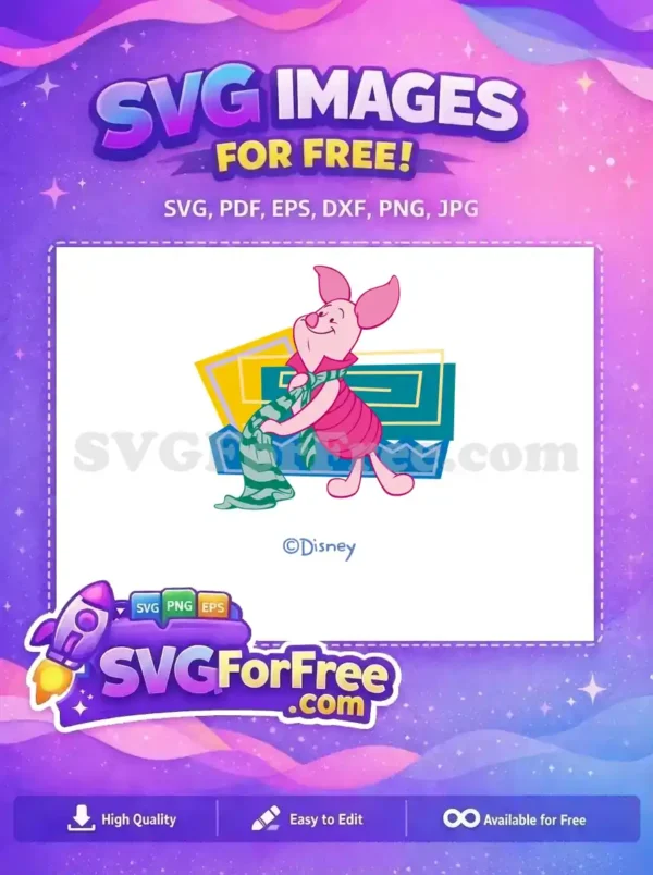 Free Pink Piglet Free Green Scarf Winnie The Pooh Free SVG