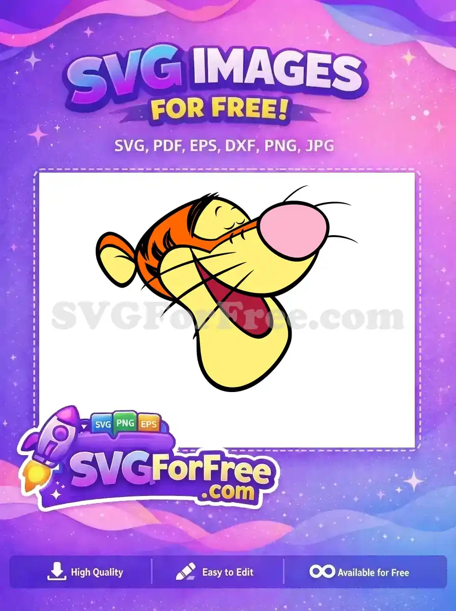Free Orange Striped Tigger Laughing Free Expression Winnie The Pooh Free SVG