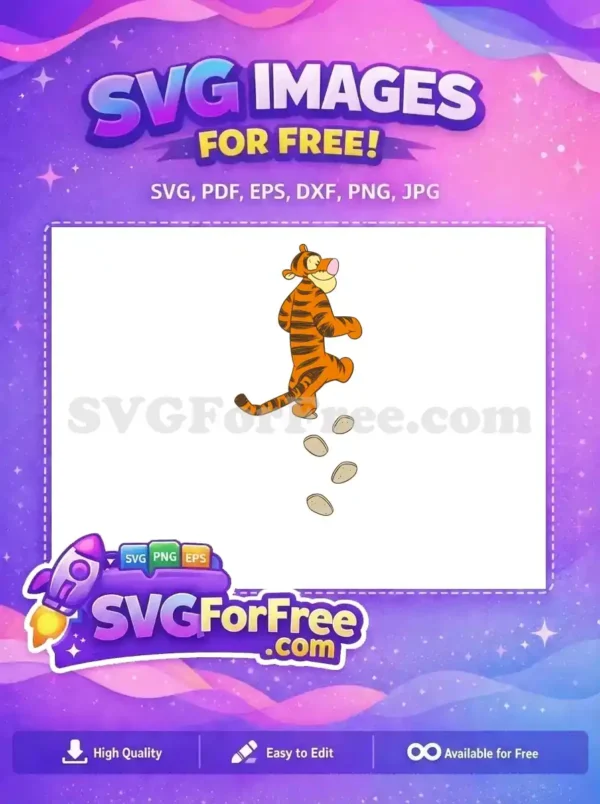 Free Orange Striped Tigger Walking Free Footprints Winnie The Pooh Free SVG