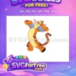 Free Orange Tigger Cheerful Free Blue Bow Winnie The Pooh Free SVG - Instant Download