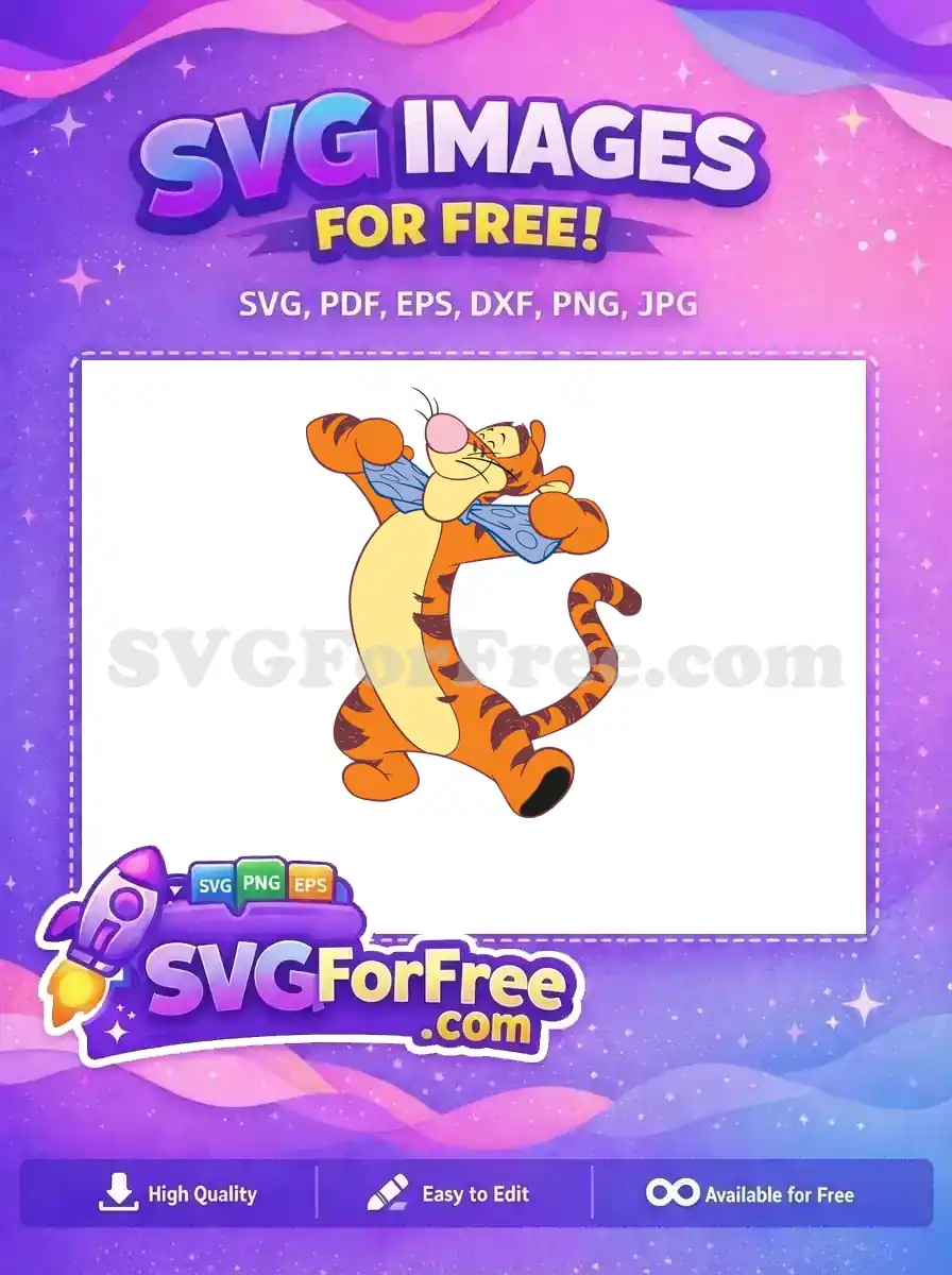 Free Orange Tigger Cheerful Free Blue Bow Winnie The Pooh Free SVG
