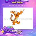 Free Playful Tigger Swatting Free Bee Orange Free SVG - Instant Download